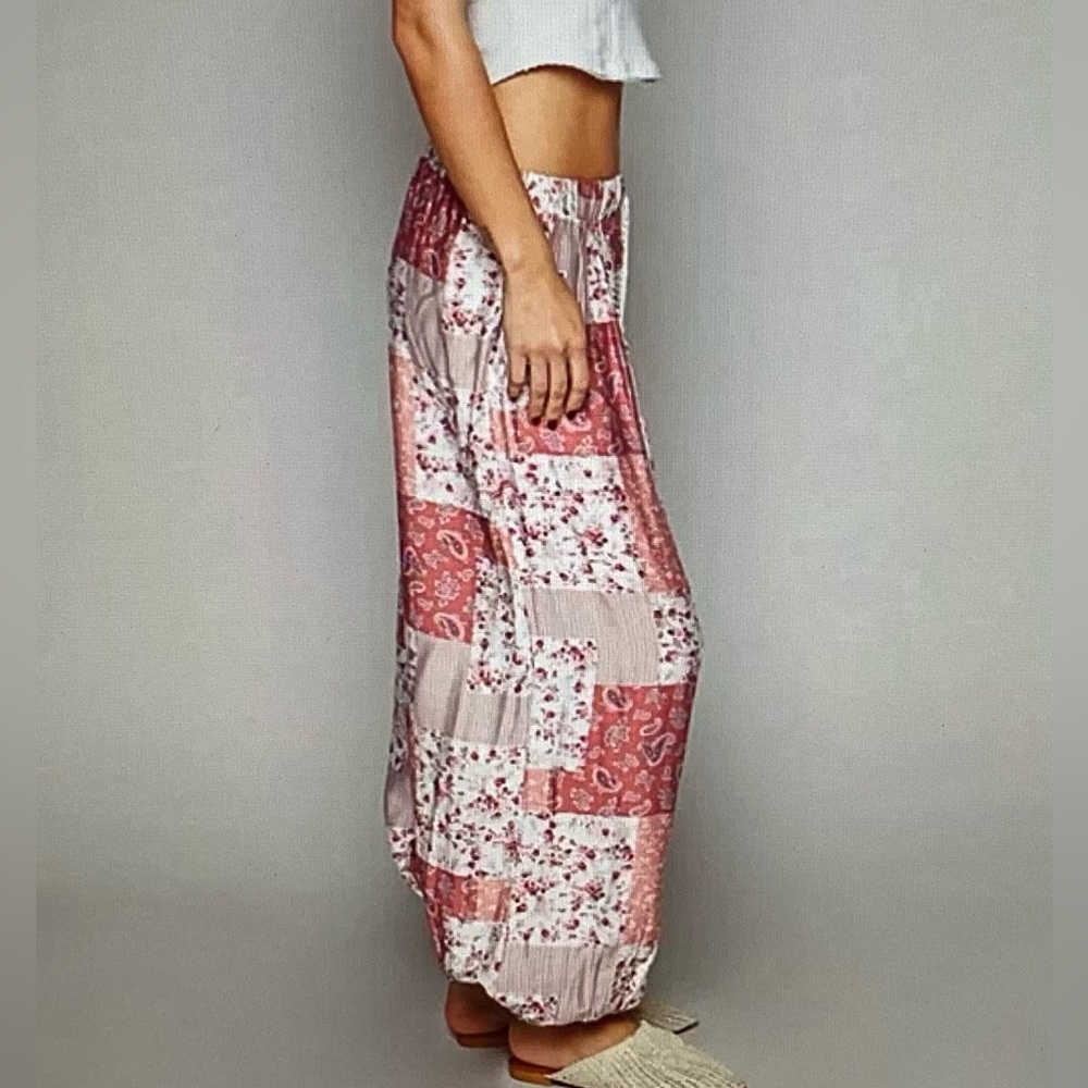 **SALE** POL Pink and White Patchwork Pants - Picture 6 of 8